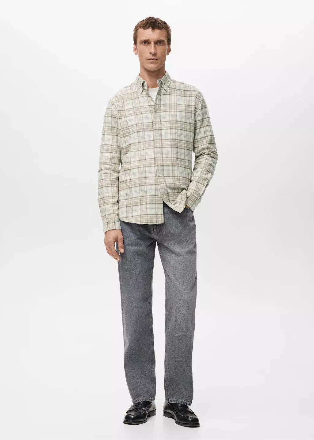 Brown Regular-Fit Check Flannel Shirt, Light Pastel Brown, medium