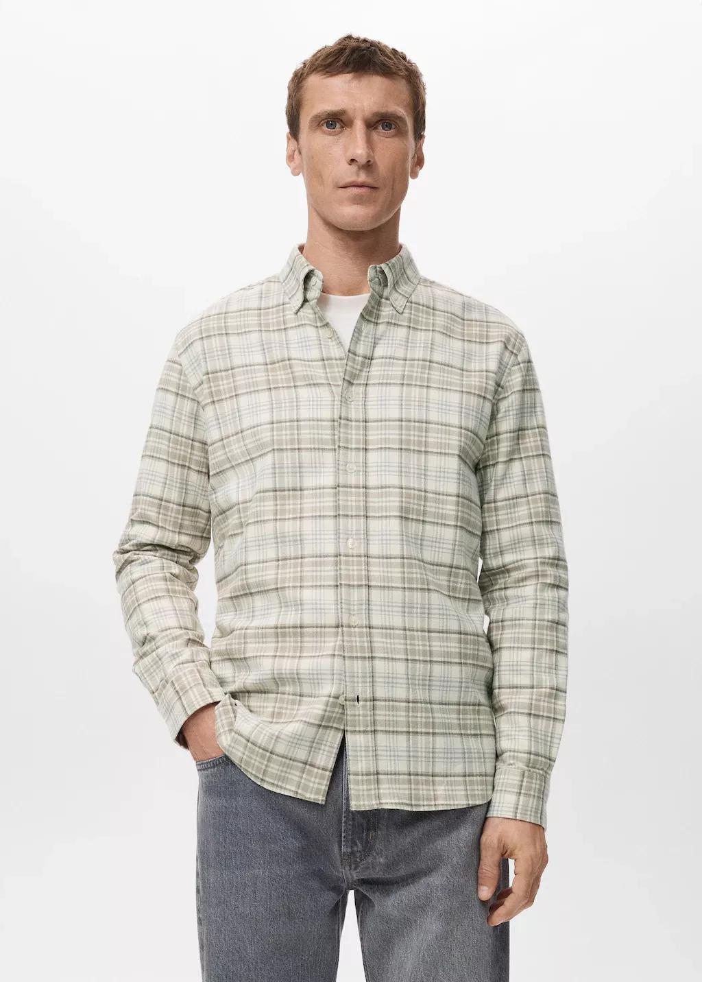 Brown Regular-Fit Check Flannel Shirt, Light Pastel Brown, large image number 3