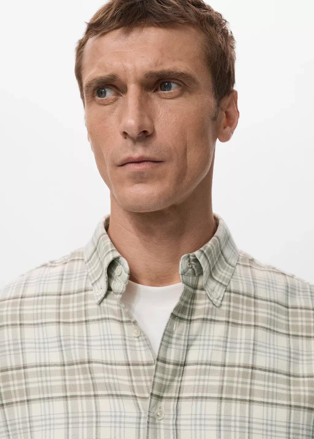 Brown Regular-Fit Check Flannel Shirt, Light Pastel Brown, large image number 4