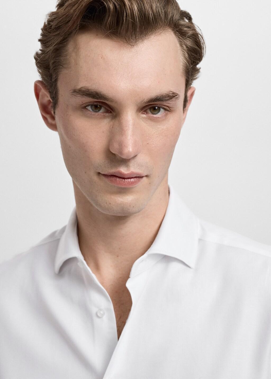 White Regular Fit Cotton Suit Shirt, White, large image number 4