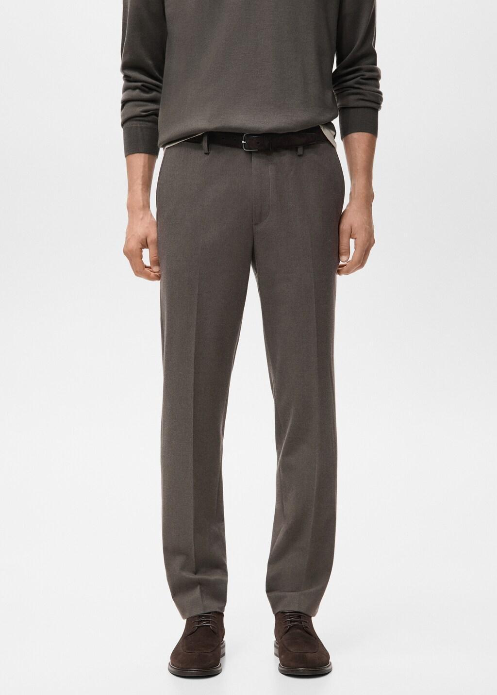 Brown Regular-Fit Flannel Trousers, 0201_35, large image number 3