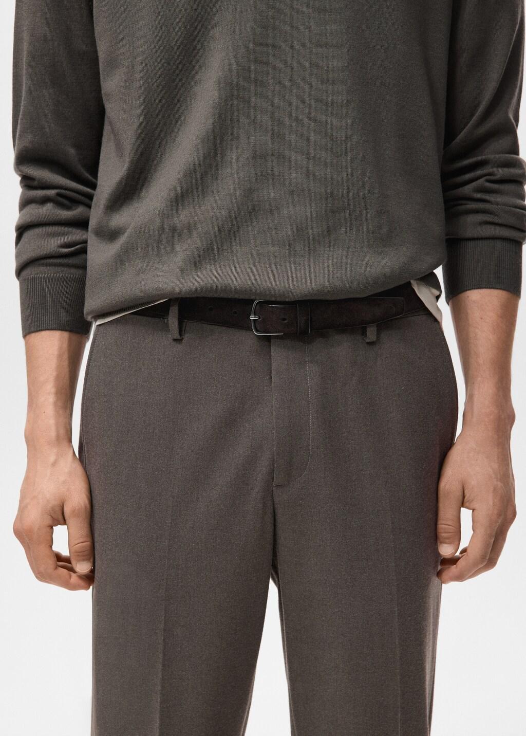 Brown Regular-Fit Flannel Trousers, 0201_35, large image number 4