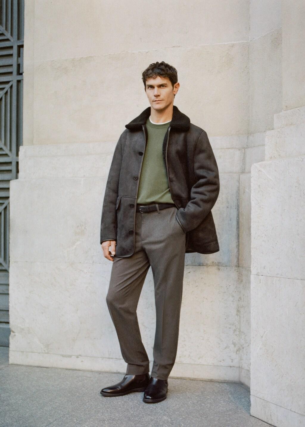 Brown Regular-Fit Flannel Trousers, Medium Brown, large image number 6