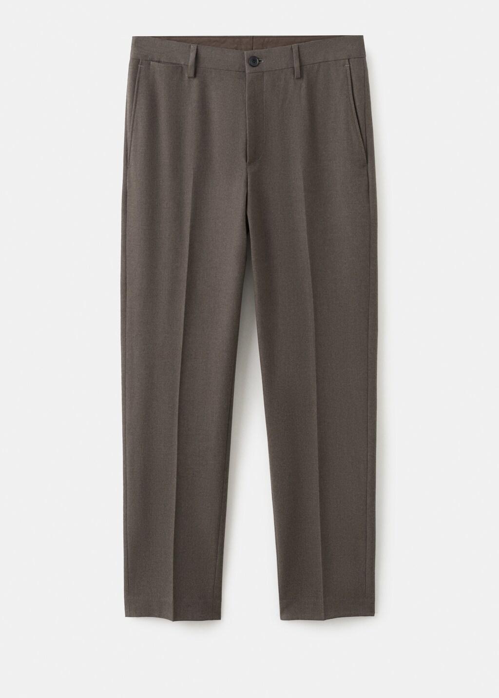 Brown Regular-Fit Flannel Trousers, Medium Brown, large image number 9
