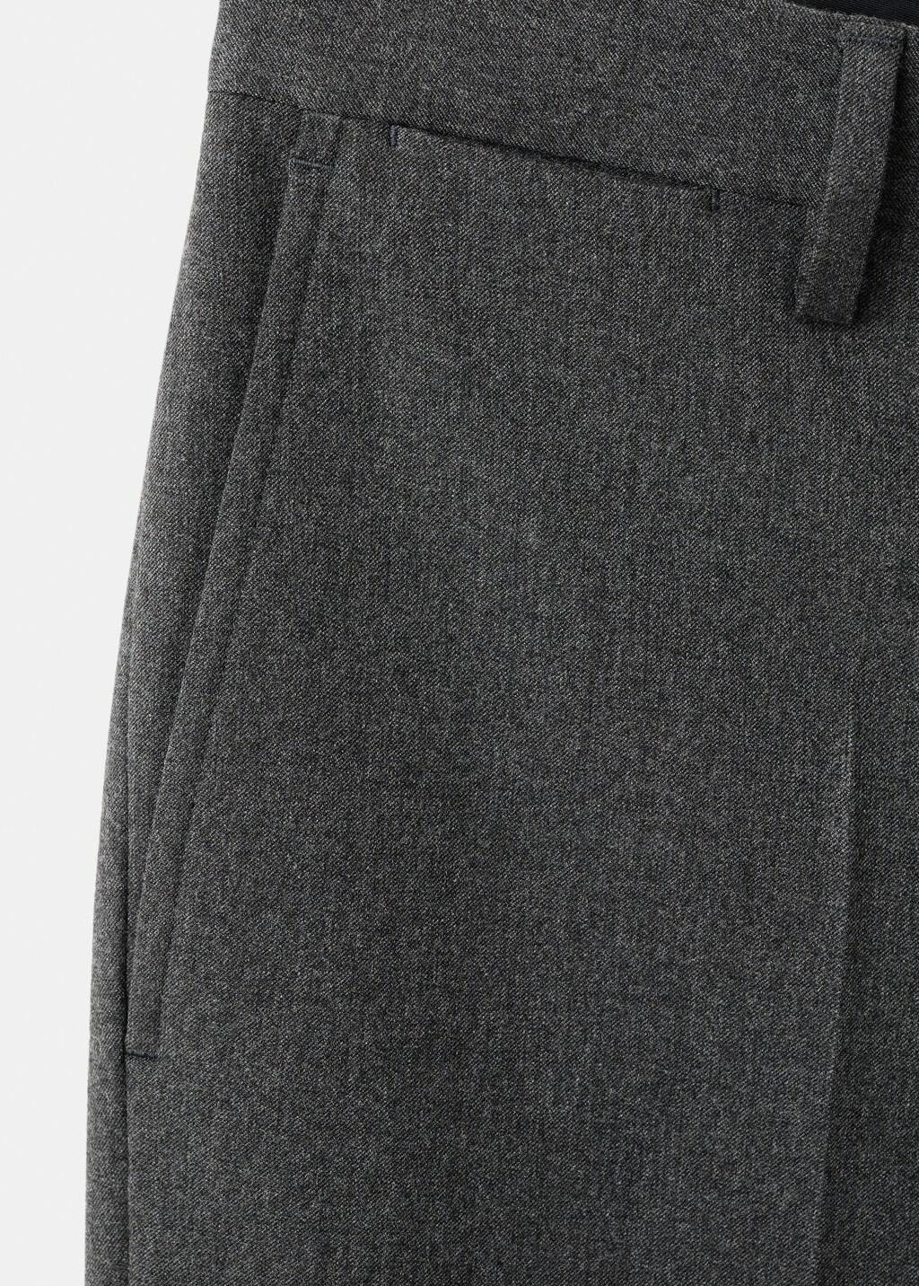 Grey Pleated Slim-Fit Trousers, Dark Grey, large image number 1