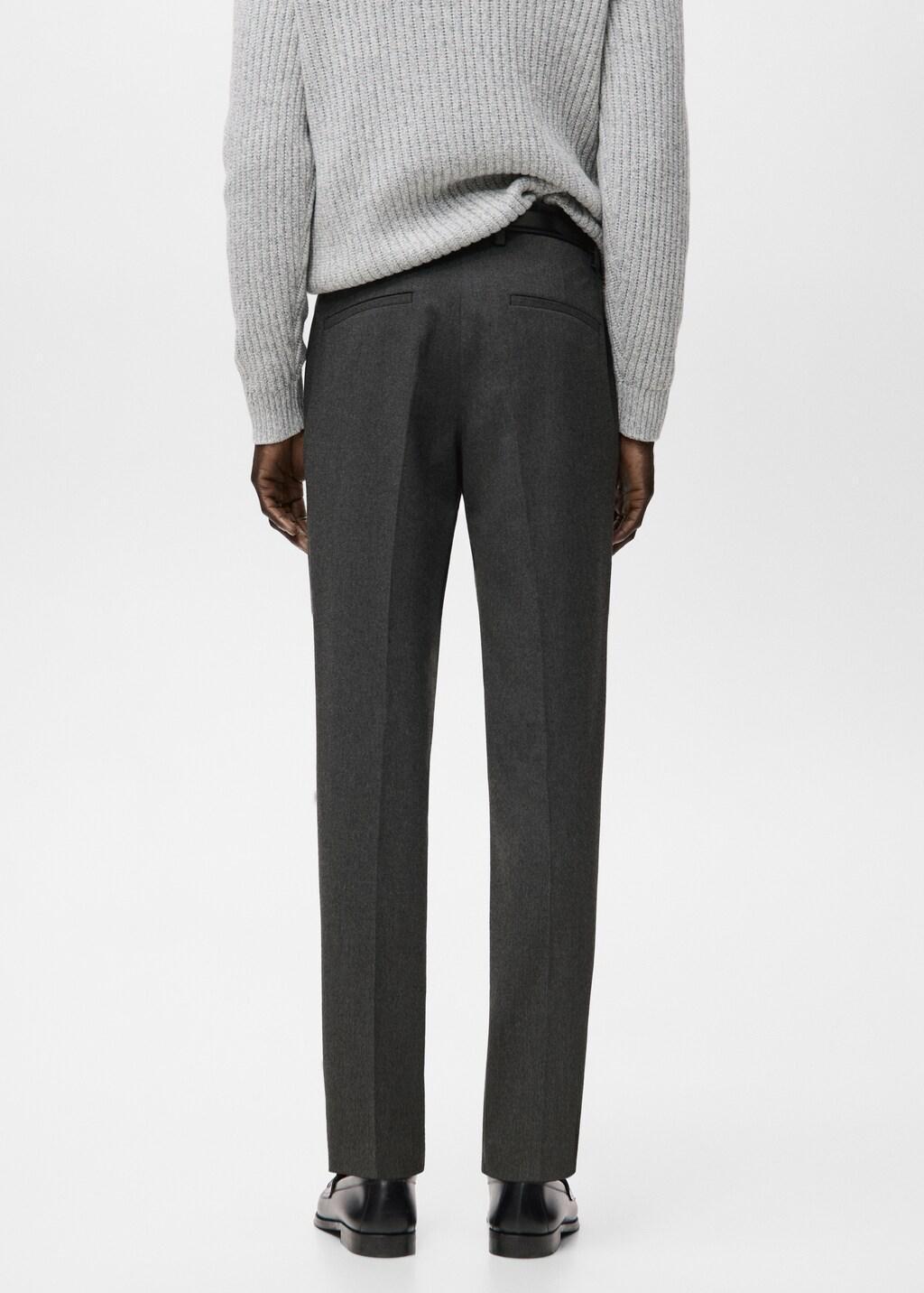 Grey Pleated Slim-Fit Trousers, Dark Grey, large image number 2
