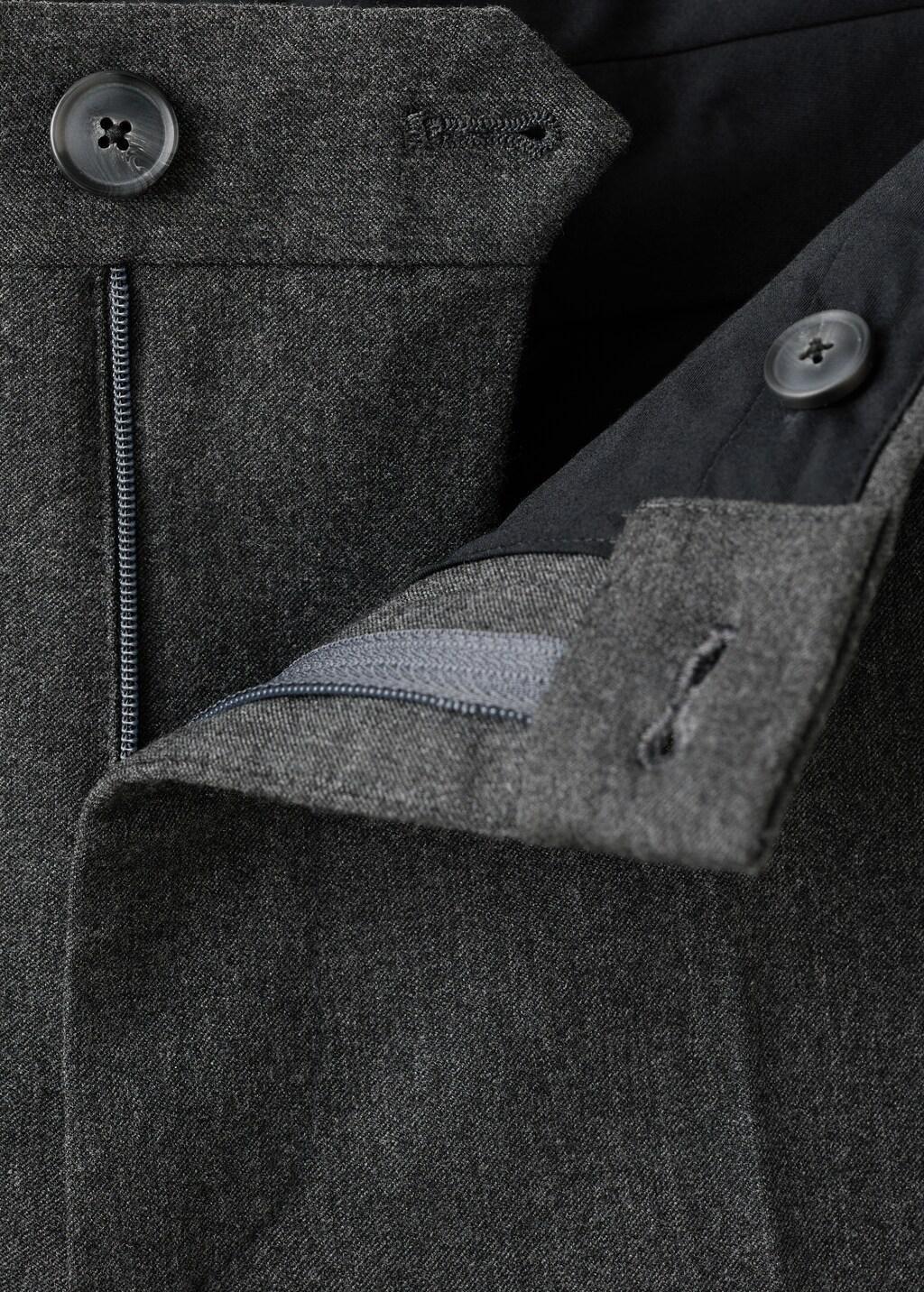 Grey Pleated Slim-Fit Trousers, Dark Grey, large image number 5