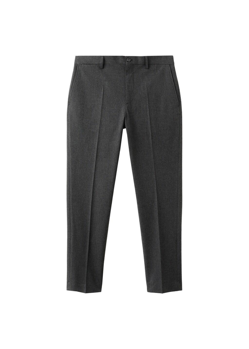 Grey Pleated Slim-Fit Trousers, Dark Grey, large image number 7