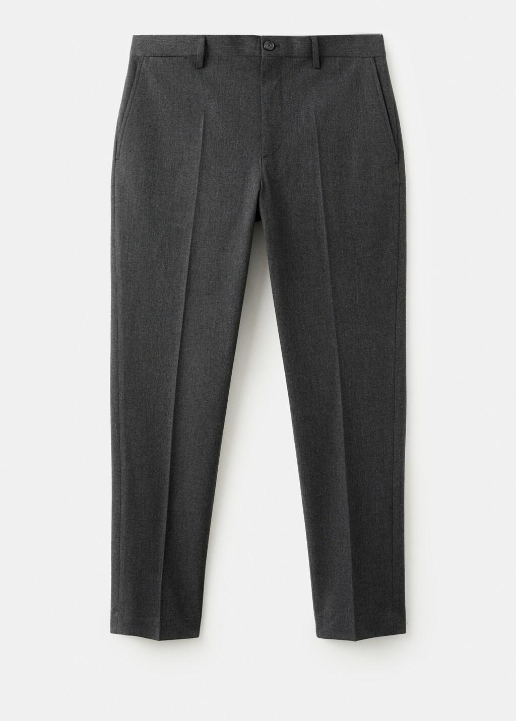 Grey Pleated Slim-Fit Trousers, Dark Grey, large image number 8