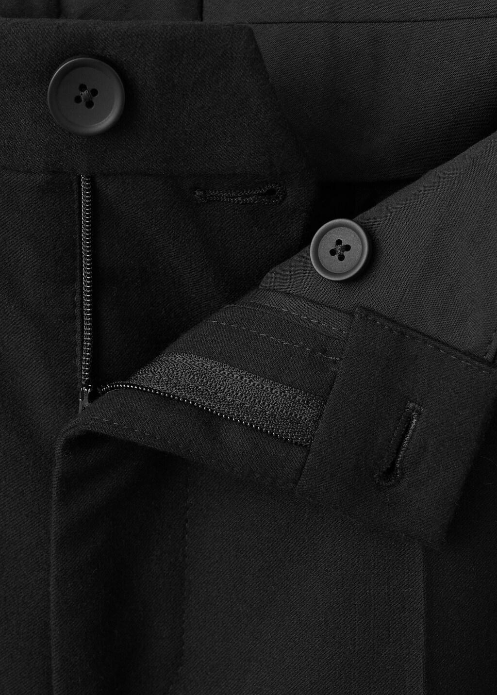 Black Pleated Slim-Fit Trousers, Black, large image number 1