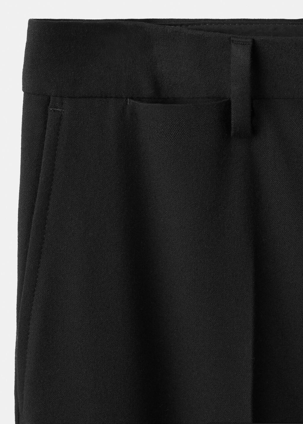 Black Pleated Slim-Fit Trousers, Black, large image number 5