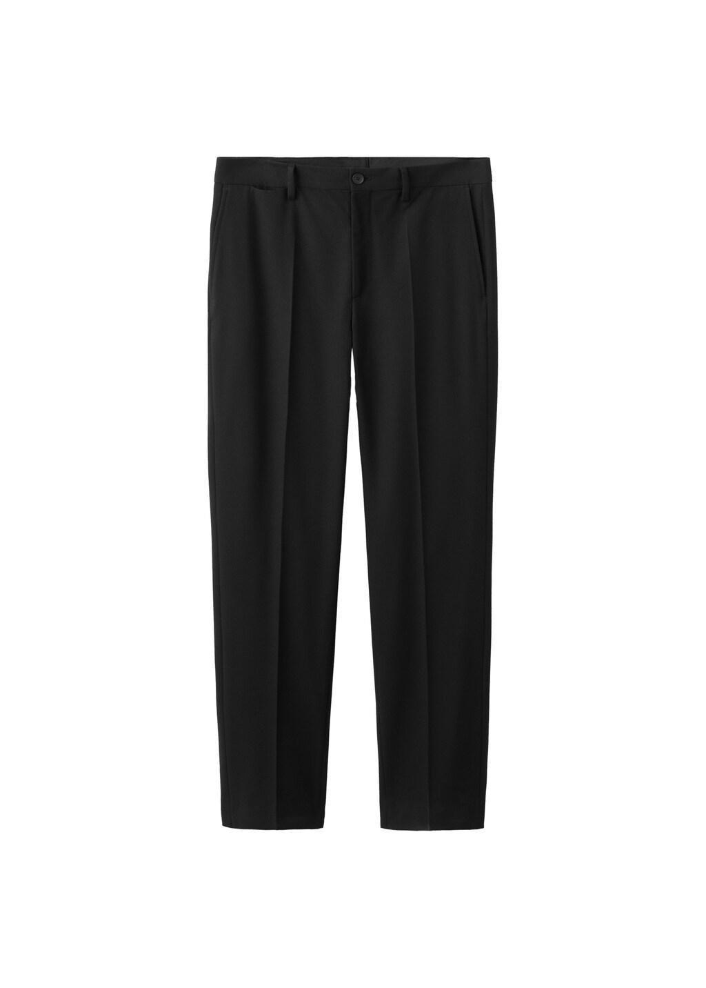 Black Pleated Slim-Fit Trousers, Black, large image number 8