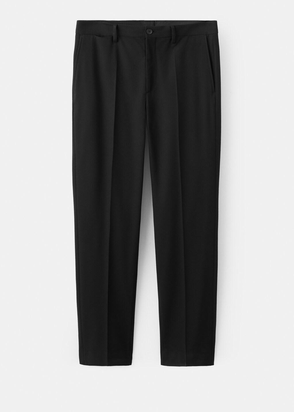 Black Pleated Slim-Fit Trousers, Black, large image number 9