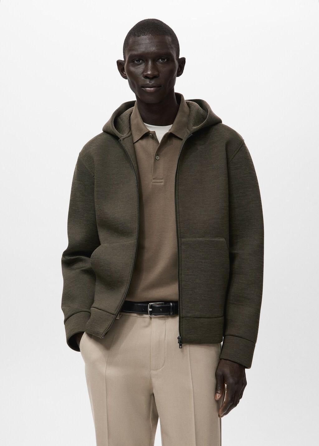 Khaki Zipped Hoodie, Beige - Khaki, large image number 3