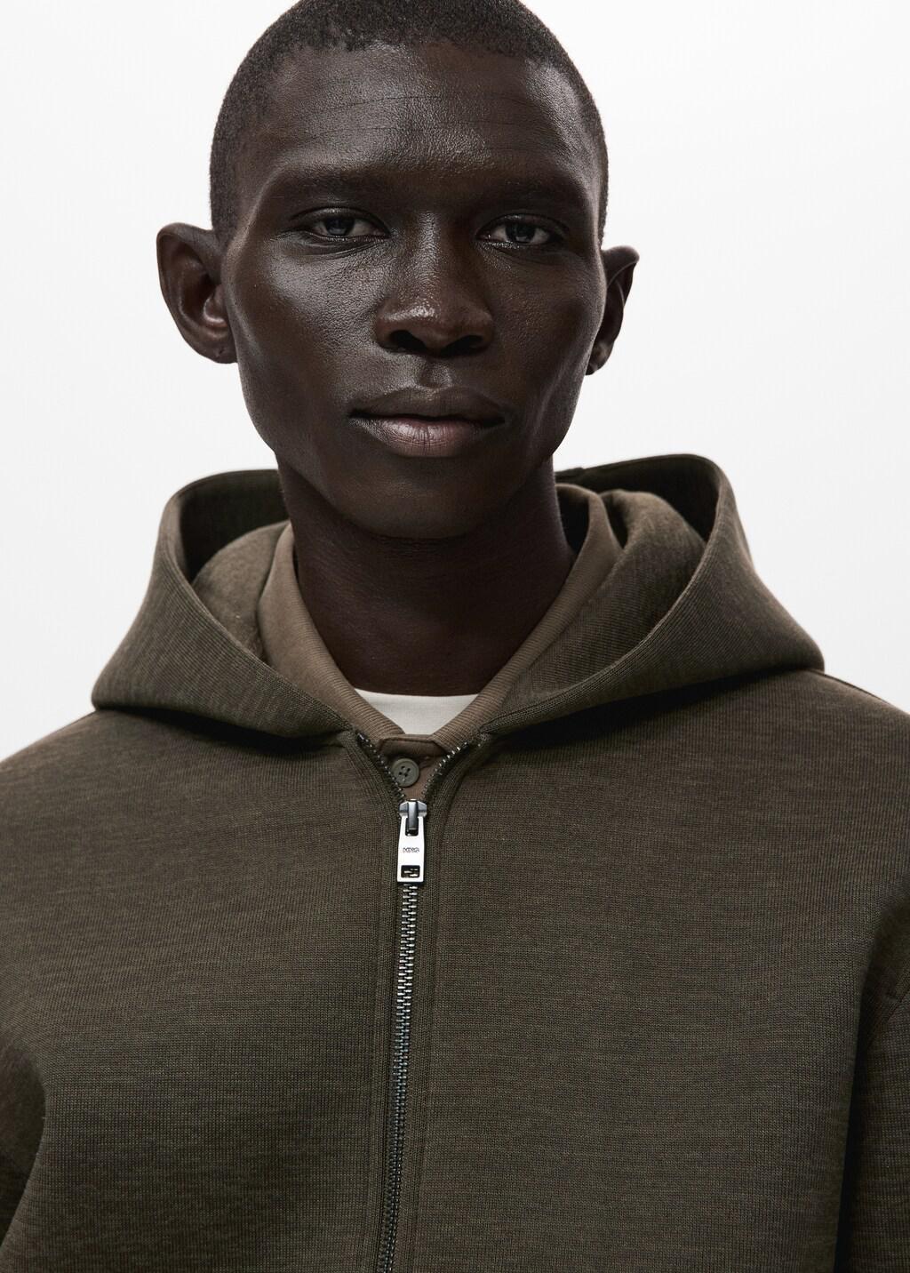 Khaki Zipped Hoodie, Beige - Khaki, large image number 4