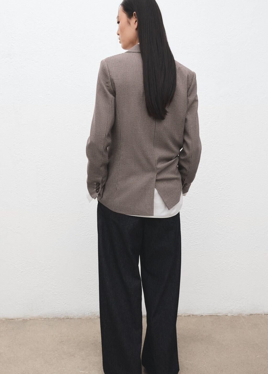 Red Double-Breasted Micro-Houndstooth Jacket, Dark Red, large image number 4