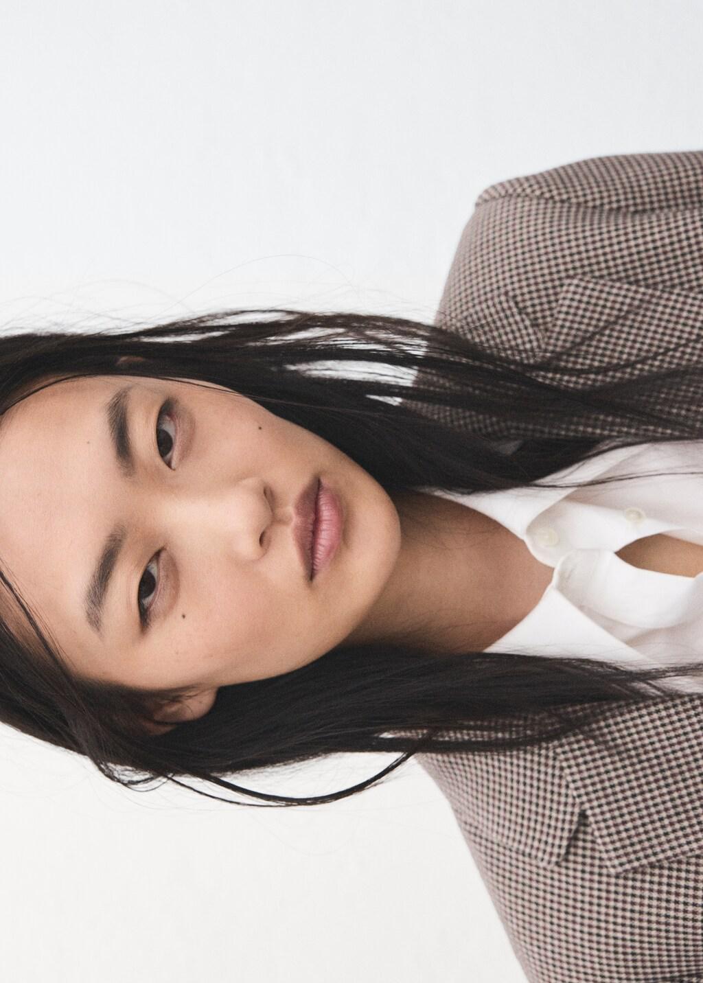 Red Double-Breasted Micro-Houndstooth Jacket, Dark Red, large image number 7