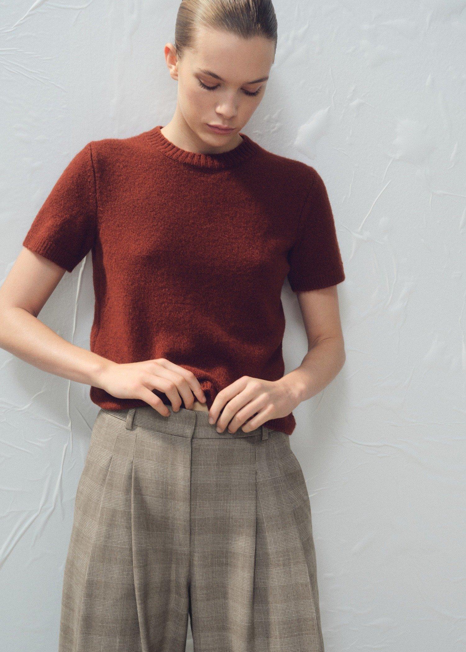 Beown Wide Leg Check Suit Trousers, Brown, large image number 5