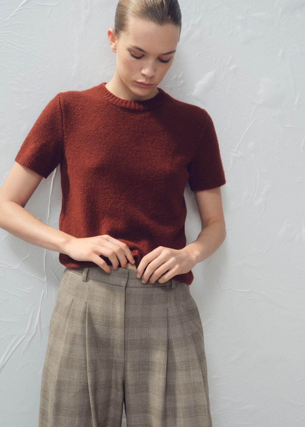 Beown Wide Leg Check Suit Trousers, Brown, large image number 7