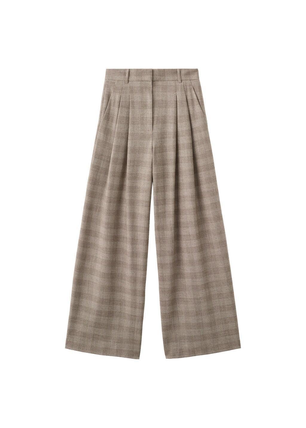 Beown Wide Leg Check Suit Trousers, Brown, large image number 10