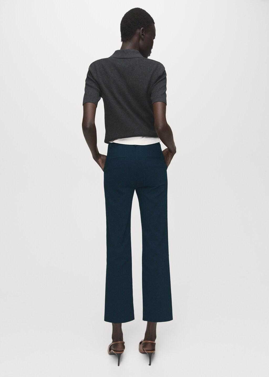 Navy Straight-Cut Crop Trousers, Navy, large image number 2