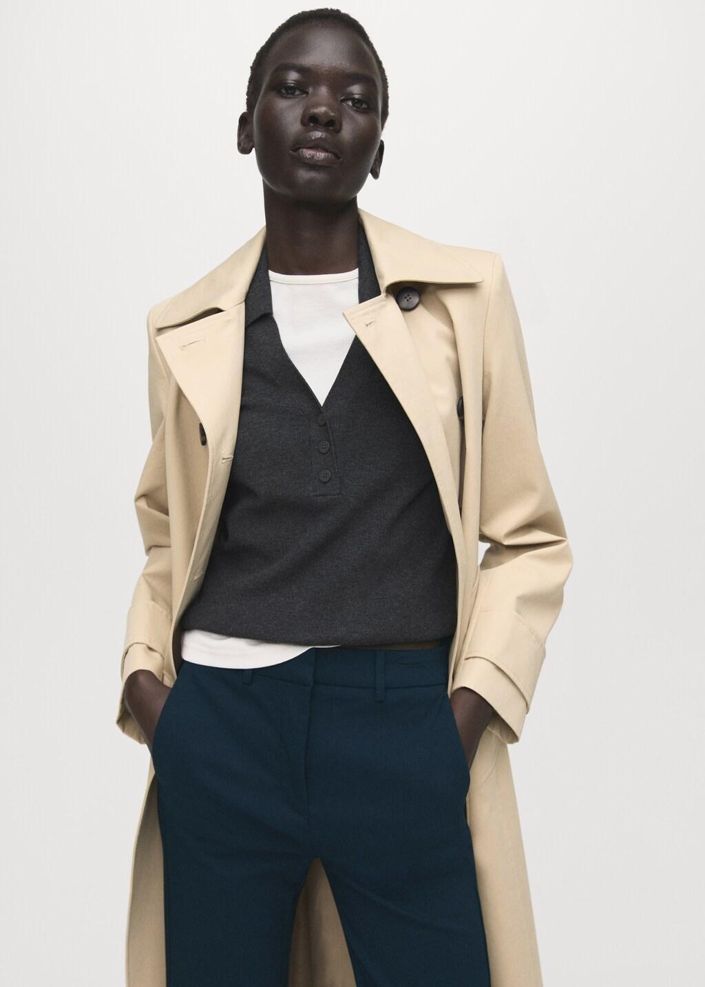 Navy Straight-Cut Crop Trousers, Navy, large image number 4