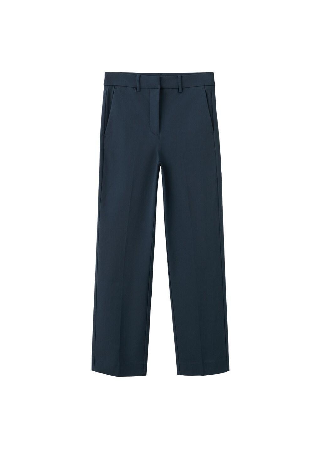 Navy Straight-Cut Crop Trousers, Navy, large image number 6