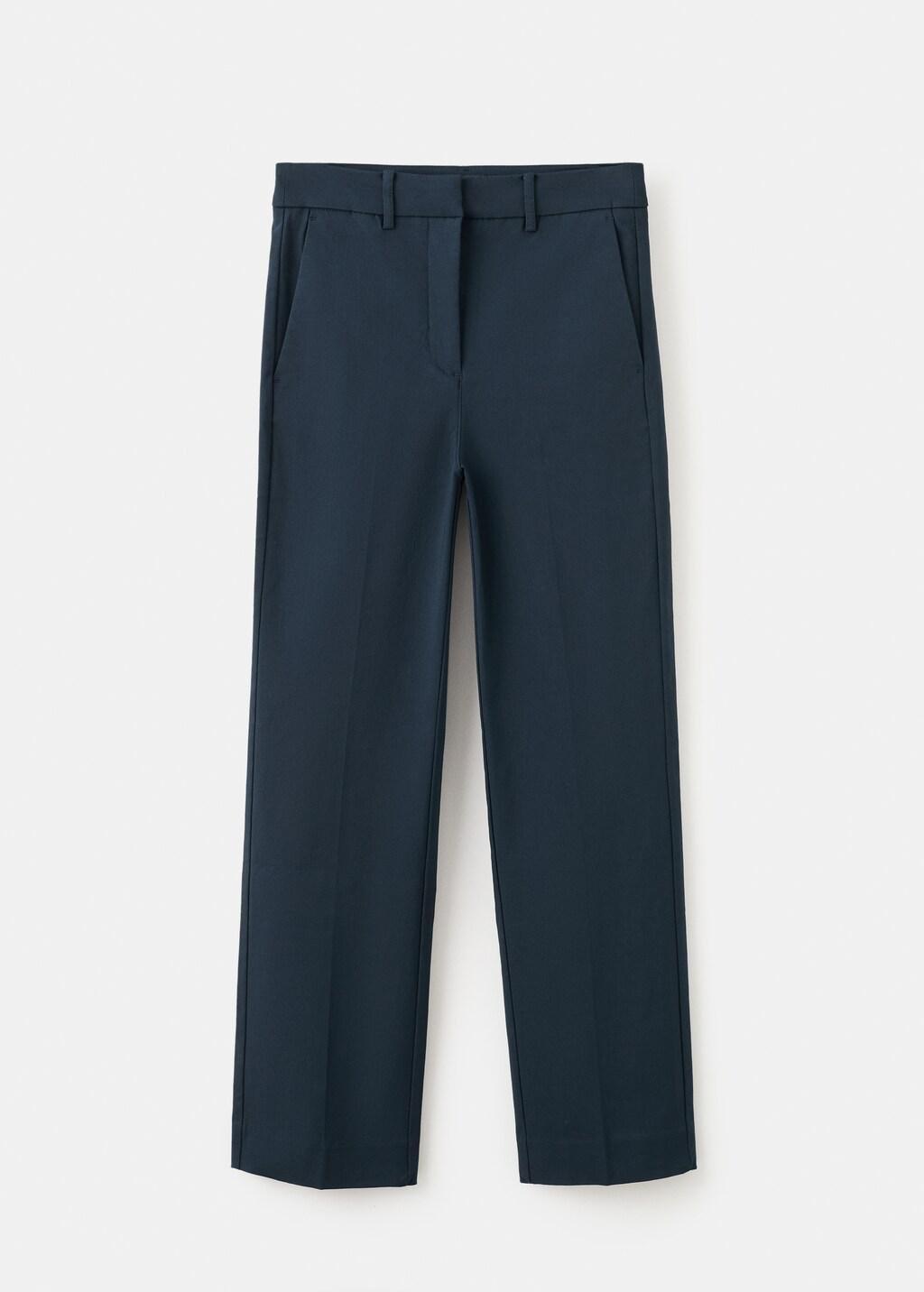 Navy Straight-Cut Crop Trousers, Navy, large image number 7