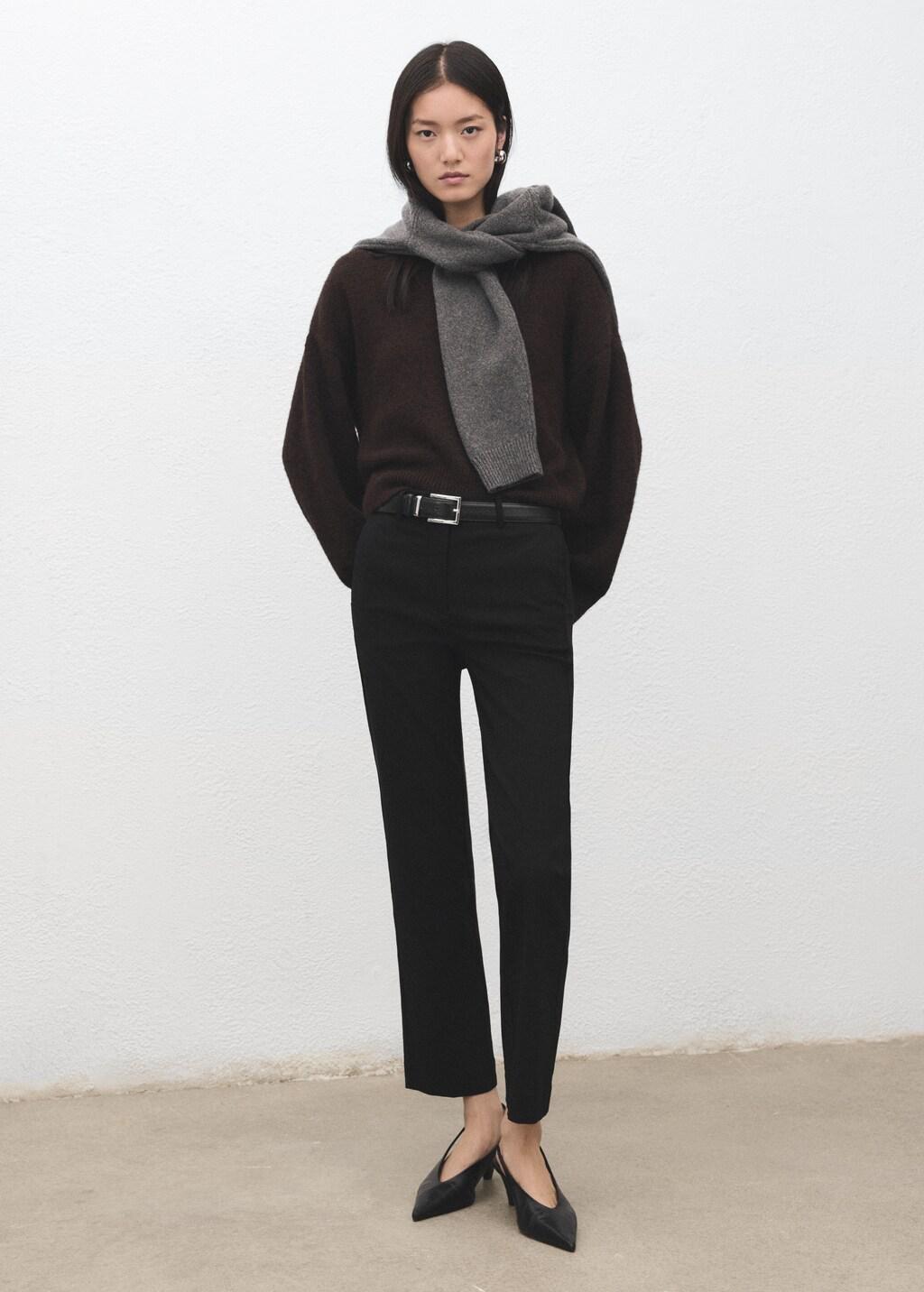 Black Straight-Cut Crop Trousers, 0201_99, medium