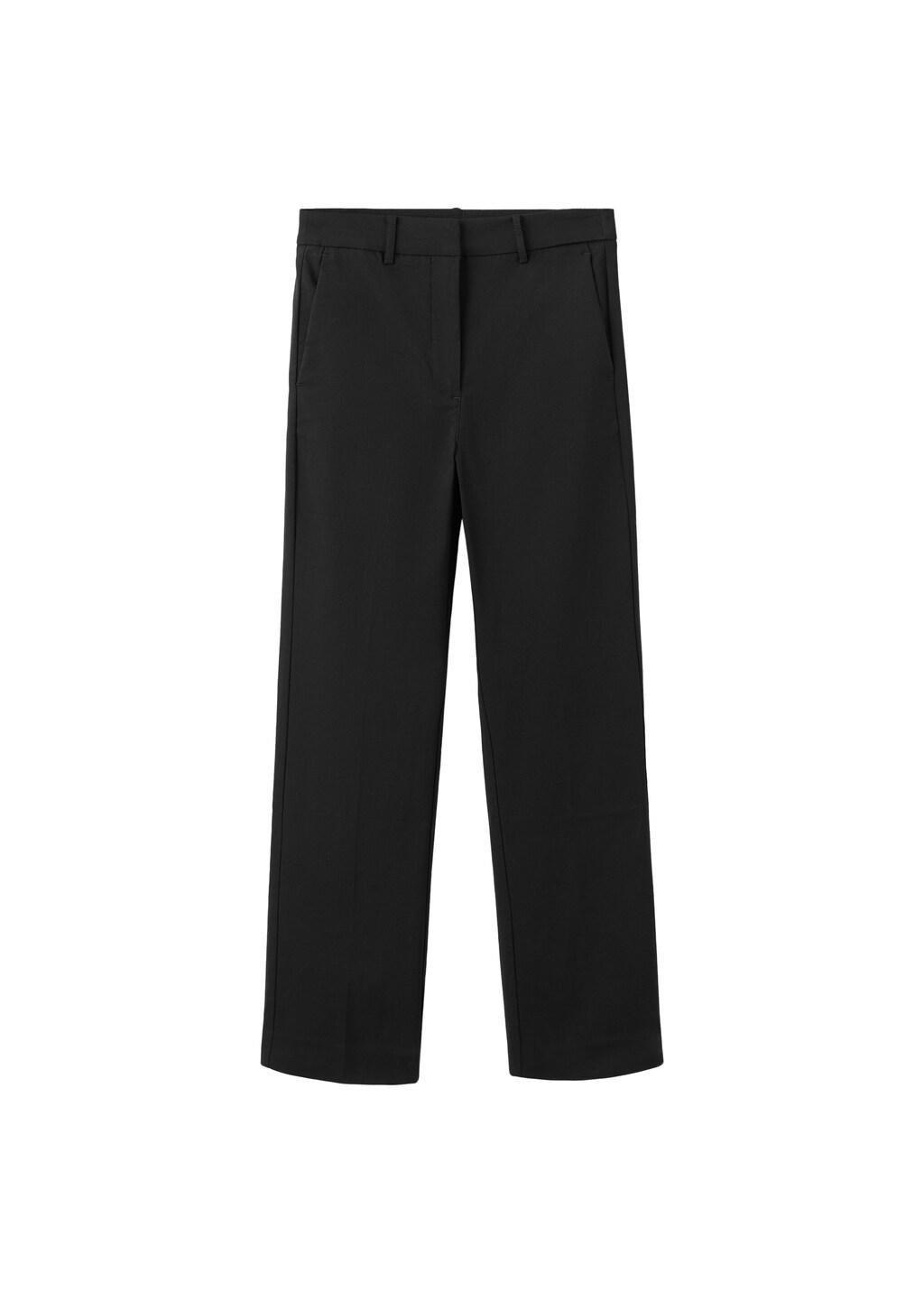 Black Straight-Cut Crop Trousers, 0201_99, large image number 6