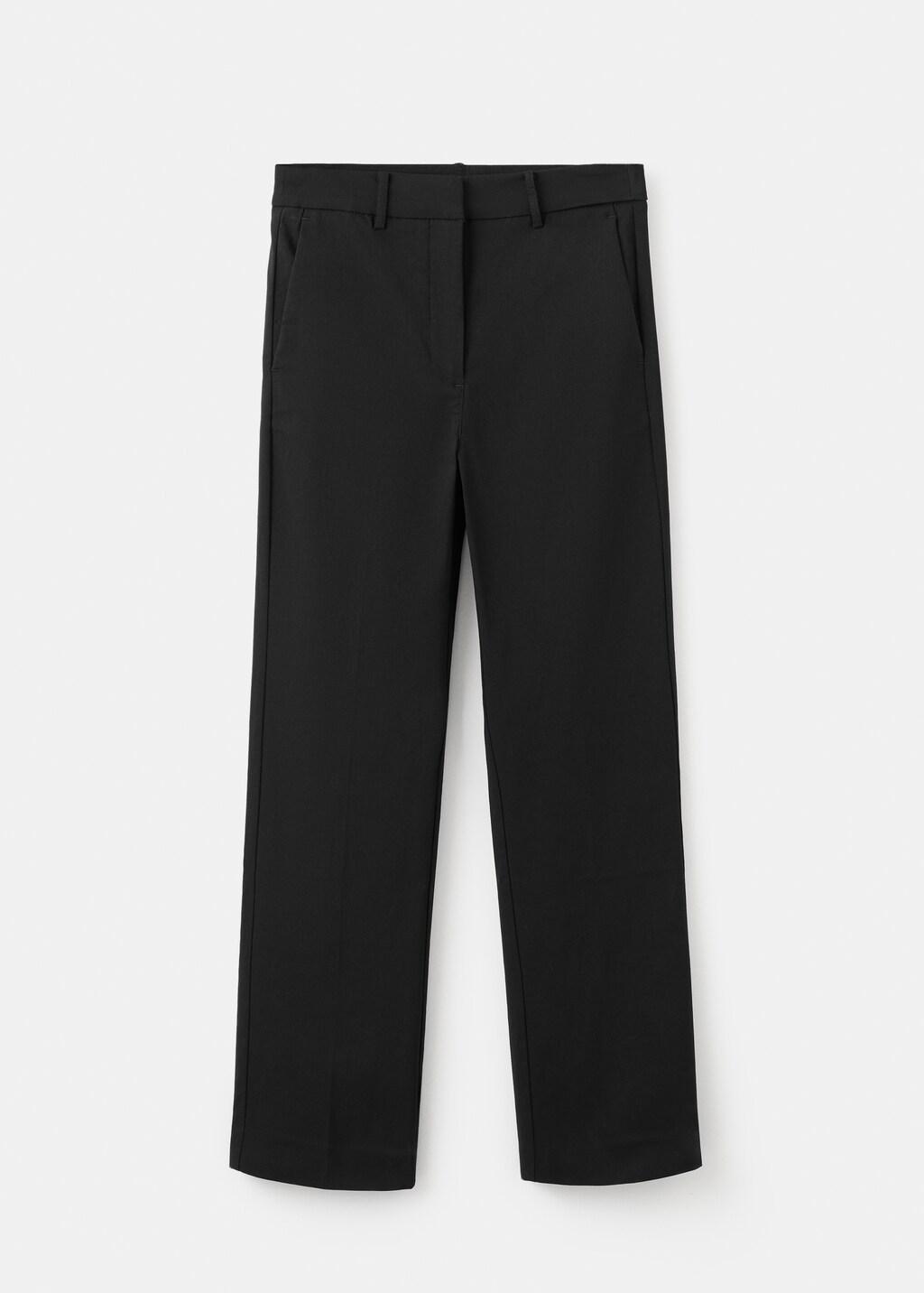 Black Straight-Cut Crop Trousers, 0201_99, large image number 7