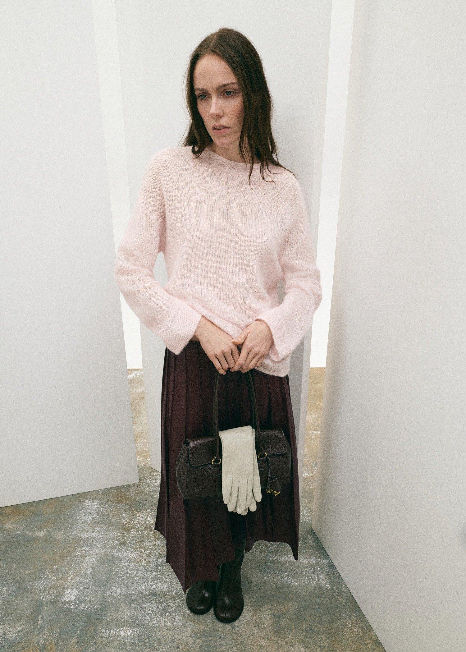 Brown Faux-Leather Godet Skirt, Dark Red, large image number 1