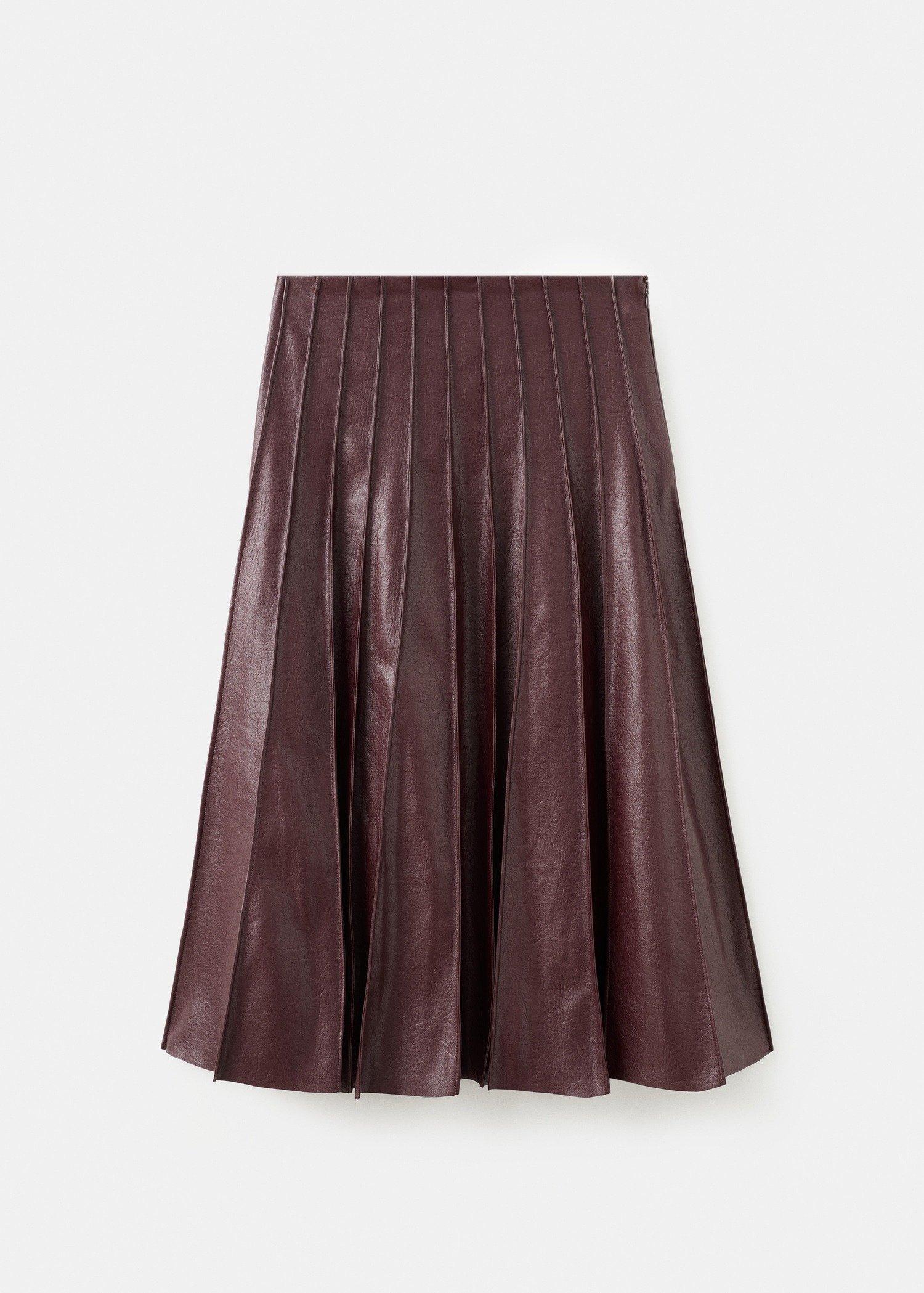 Burgundy Faux-Leather Godet Skirt, 0201_76, large image number 6