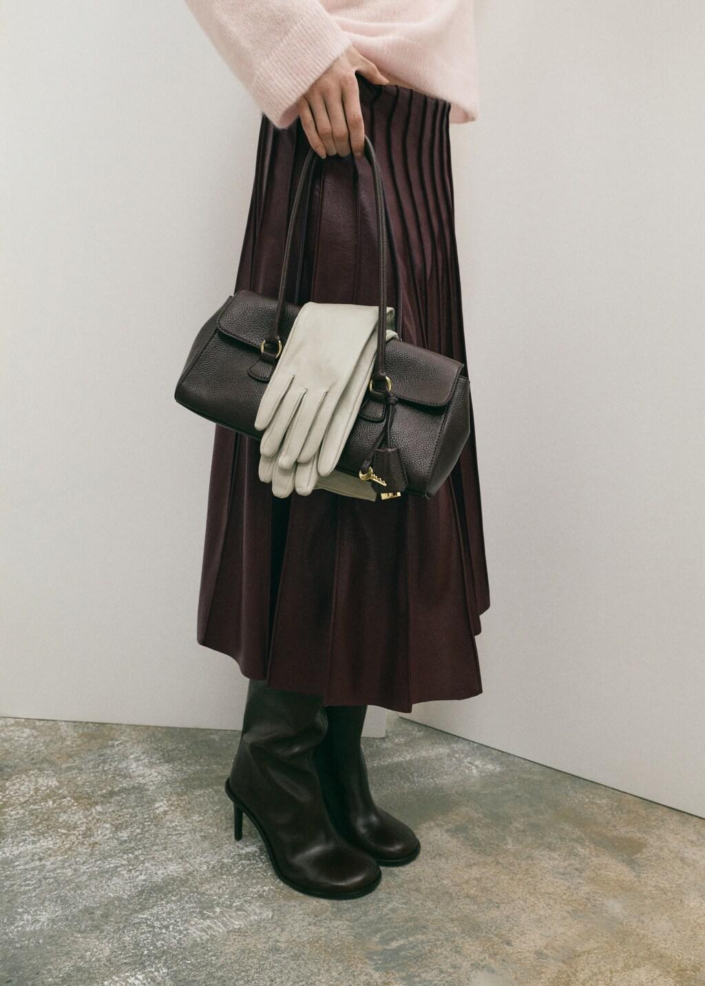 Burgundy Faux-Leather Godet Skirt, 0201_76, large image number 7