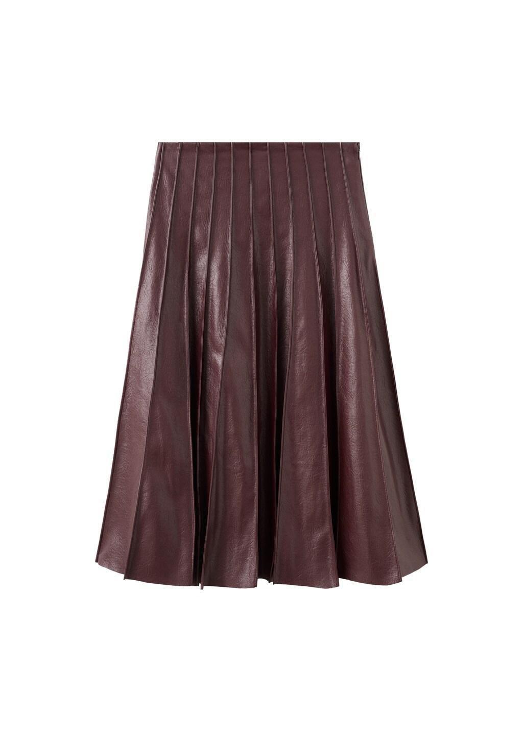 Burgundy Faux-Leather Godet Skirt, 0201_76, large image number 11
