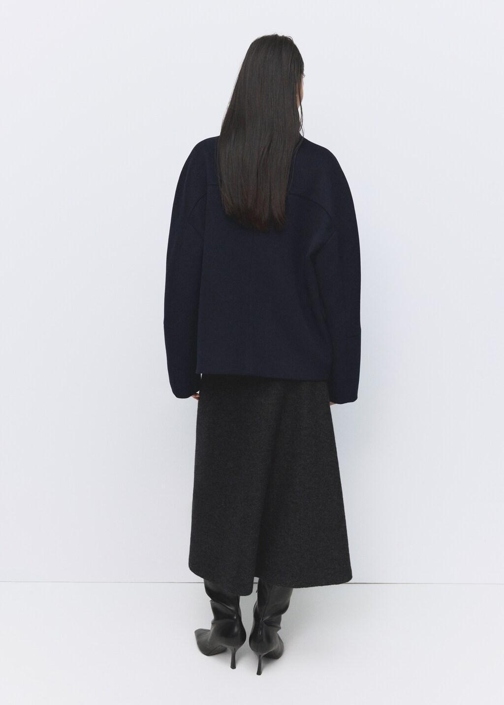 Navy Wool Funnel-Neck Coat, Navy, large image number 4