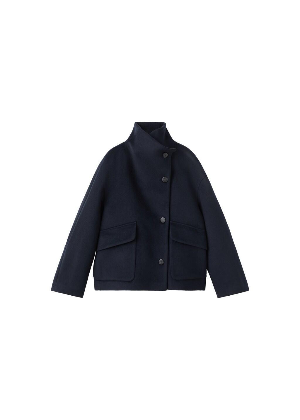 Navy Wool Funnel-Neck Coat, Navy, large image number 10