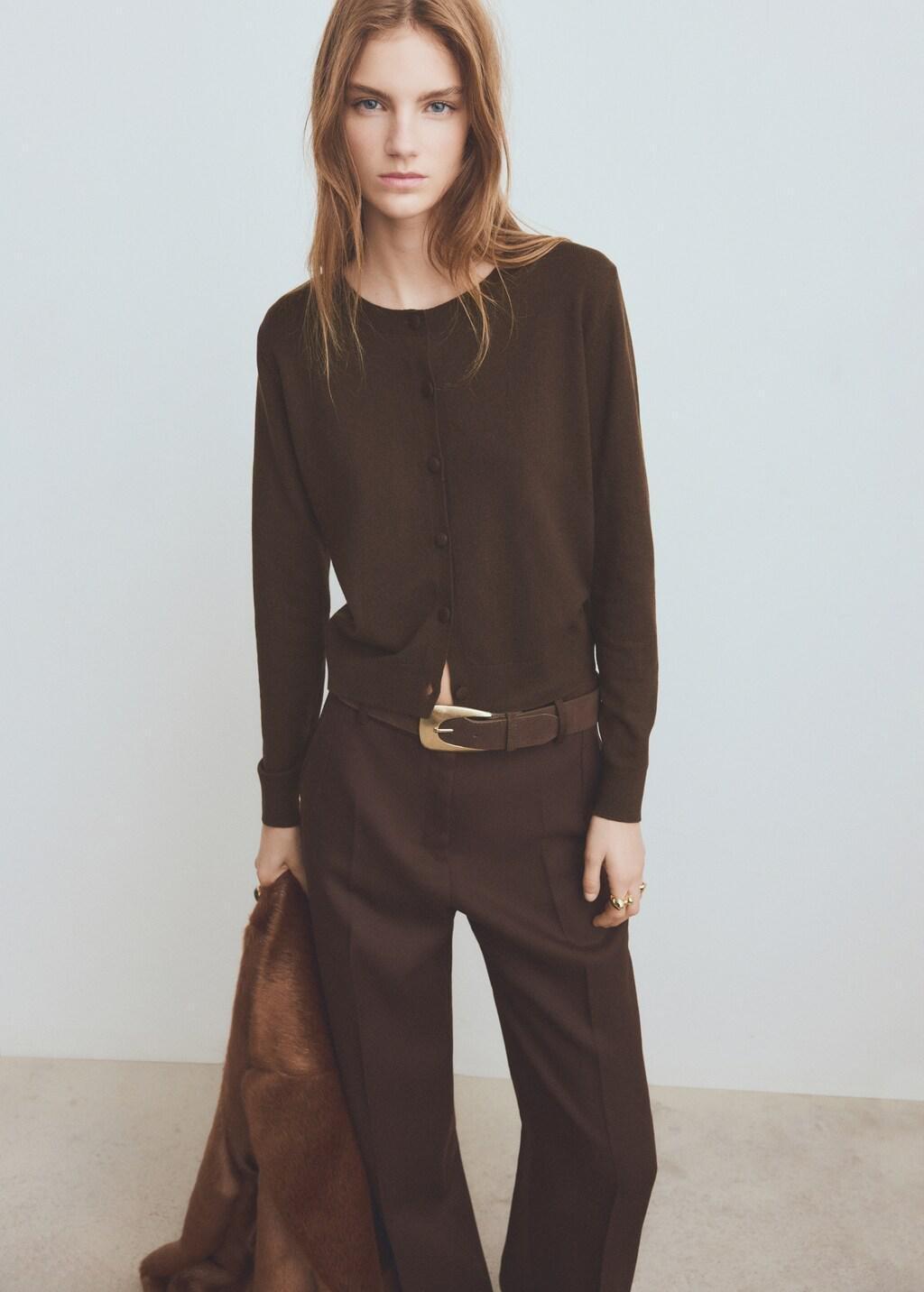 Brown Knitted Button Cardigan, 0201_32, large image number 3