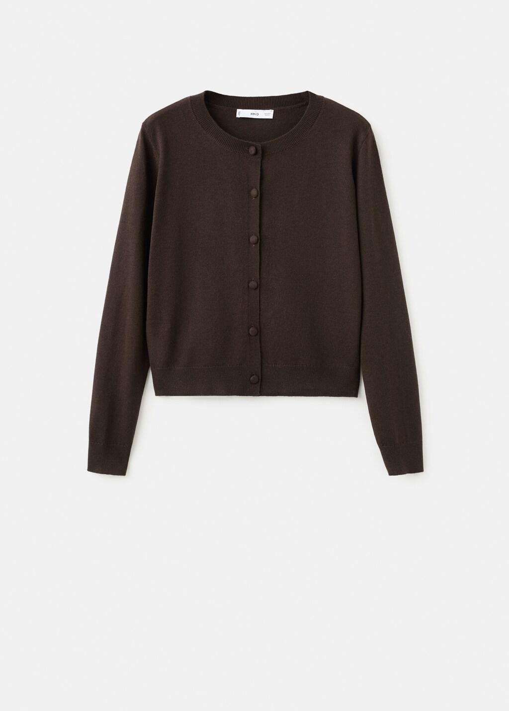 Brown Knitted Button Cardigan, 0201_32, large image number 8