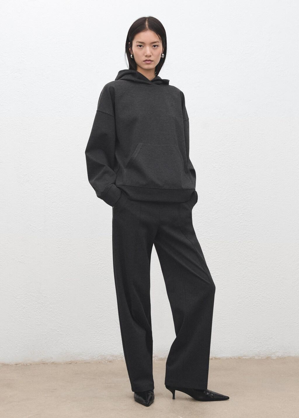 Grey Flecked Knitted Trousers, Medium Grey, large image number 0