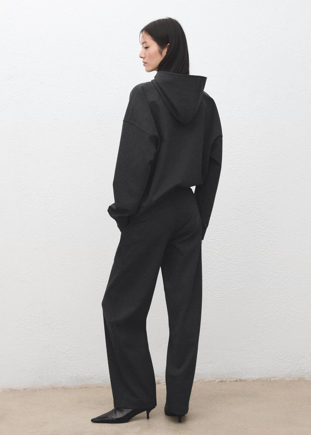 Grey Flecked Knitted Trousers, Medium Grey, large image number 2