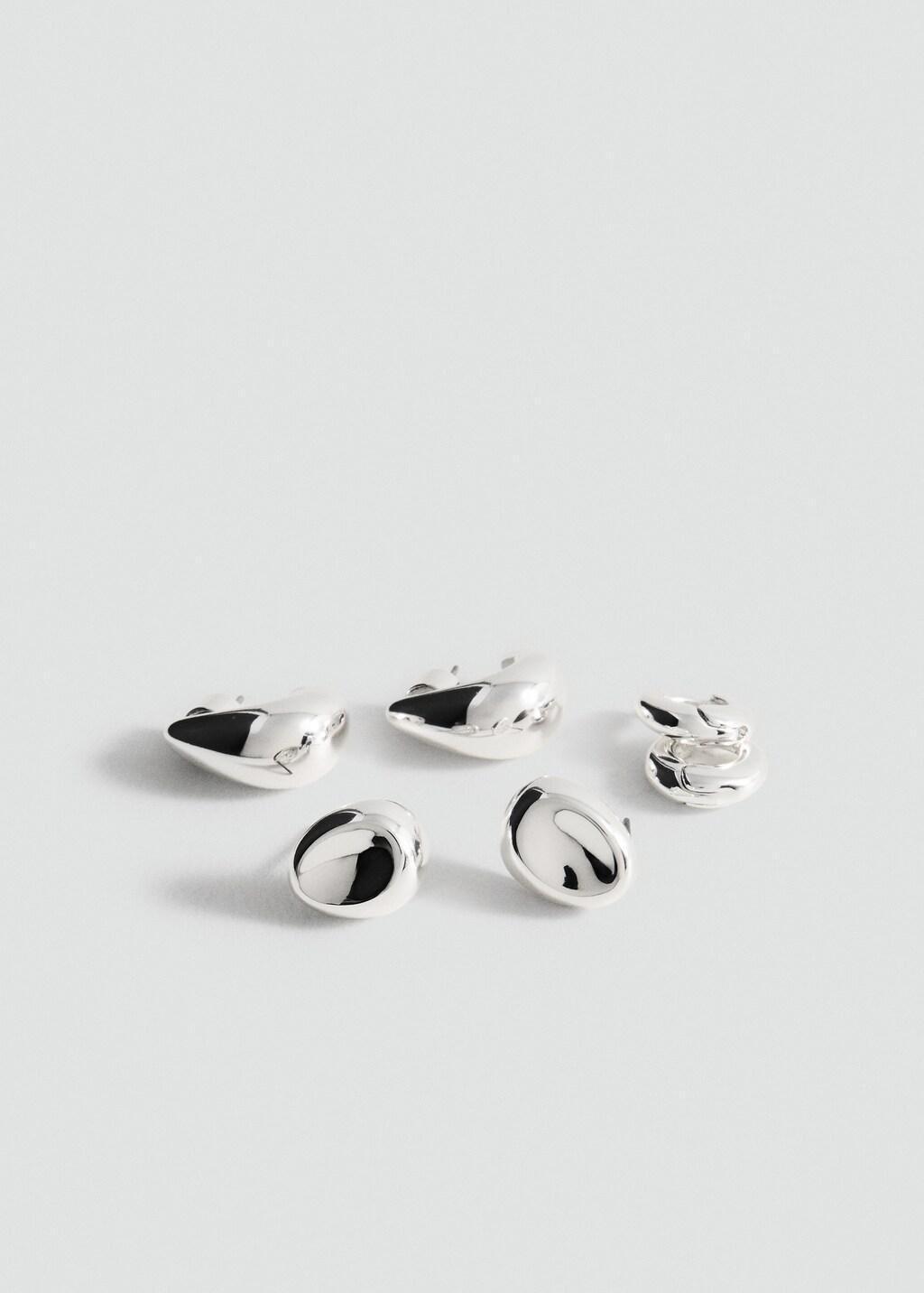 Silver Combined Earring Set, Silver, medium