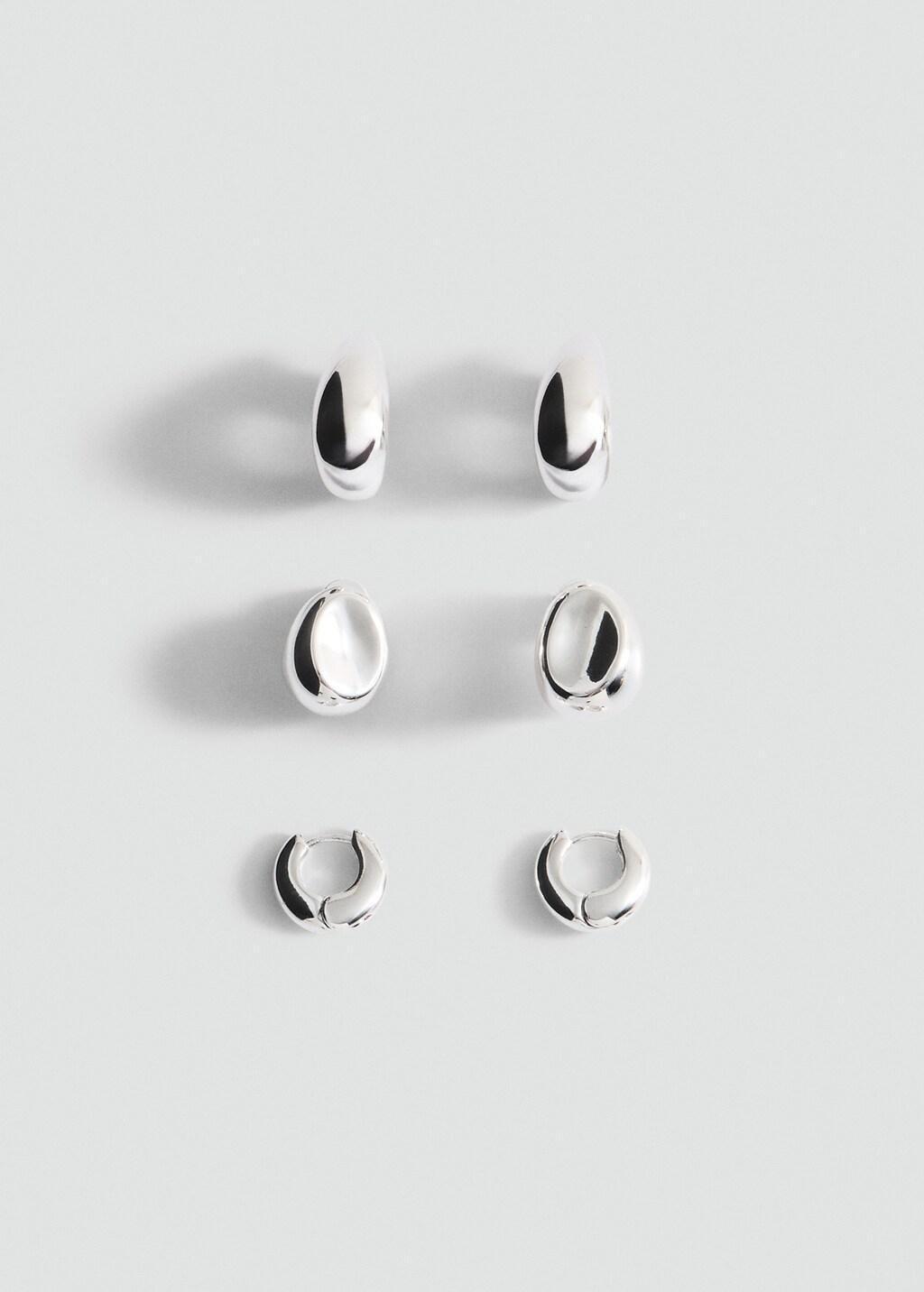 Silver Combined Earring Set, Silver, medium