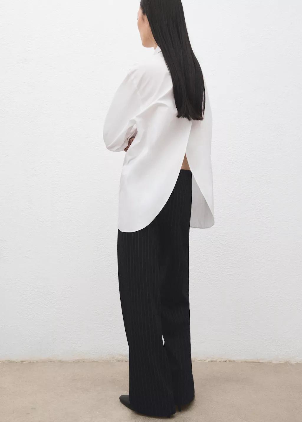 Navy Chalk-Stripe Straight Trousers, Navy, large image number 5