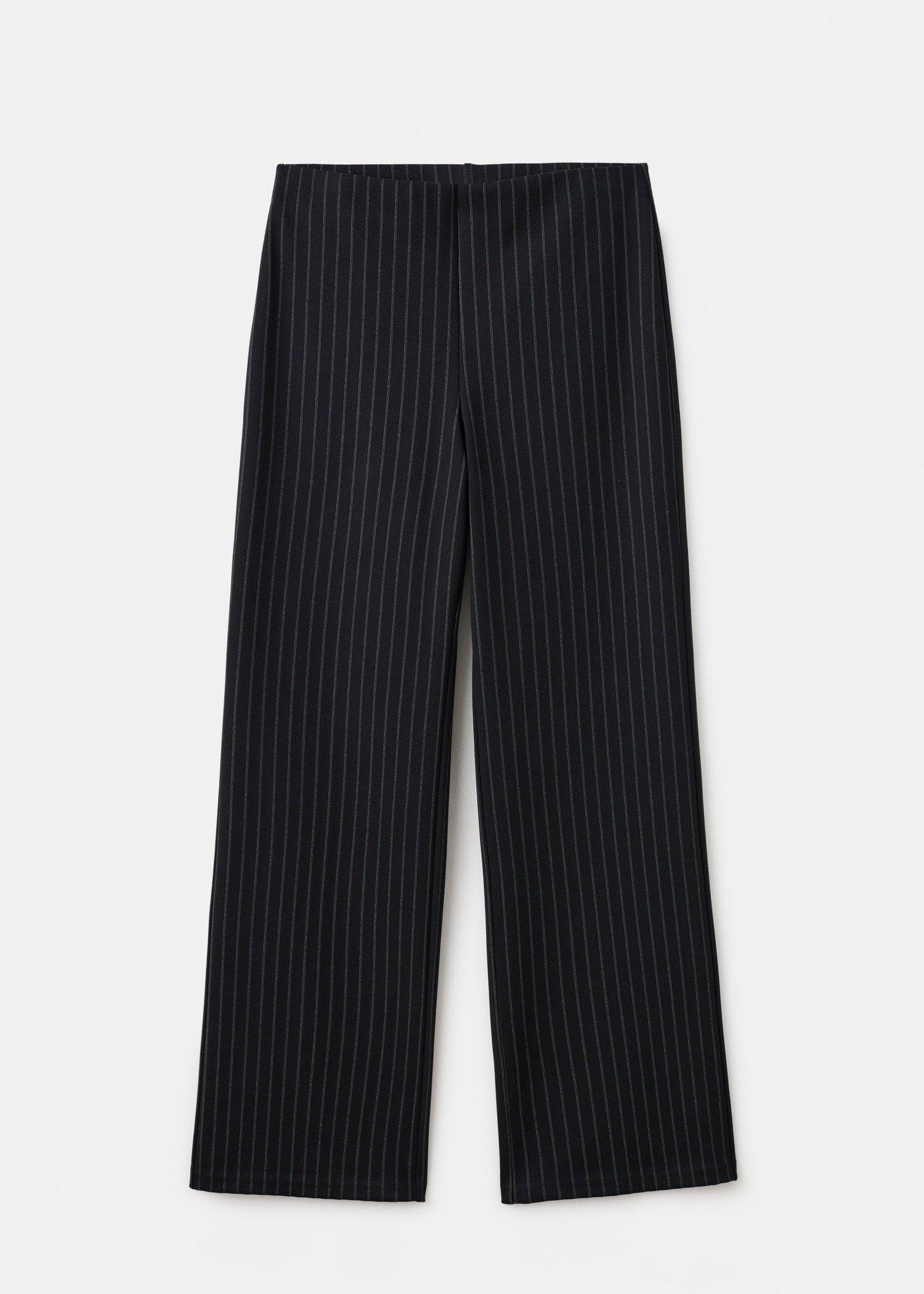 Navy Chalk-Stripe Straight Trousers, Navy, large image number 8
