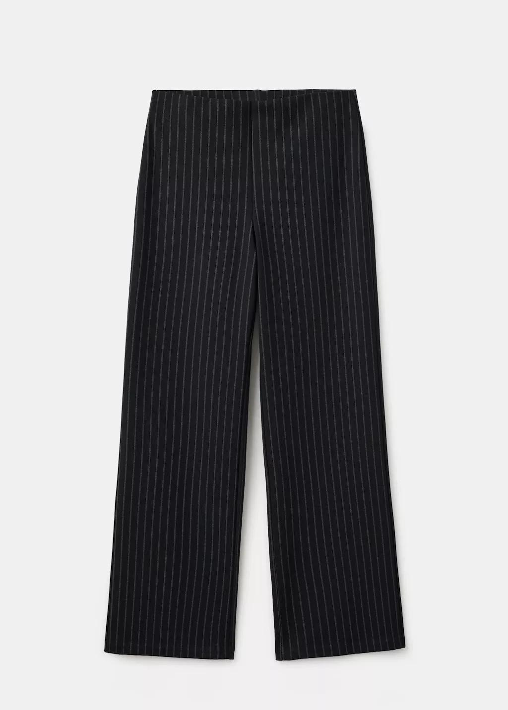 Navy Chalk-Stripe Straight Trousers, Navy, large image number 12