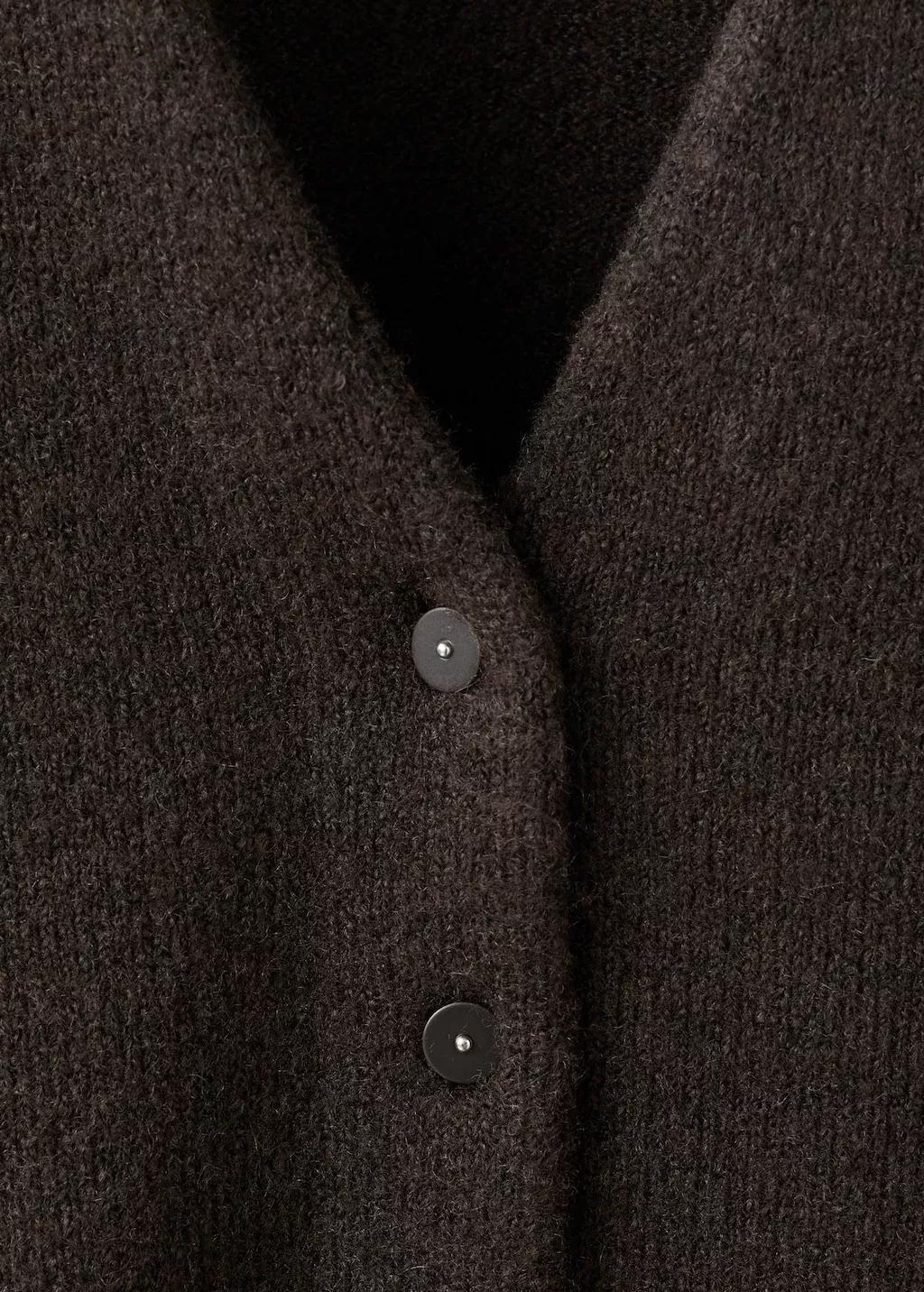 Brown V-Neck Knitted Cardigan, 0201_32, large image number 1