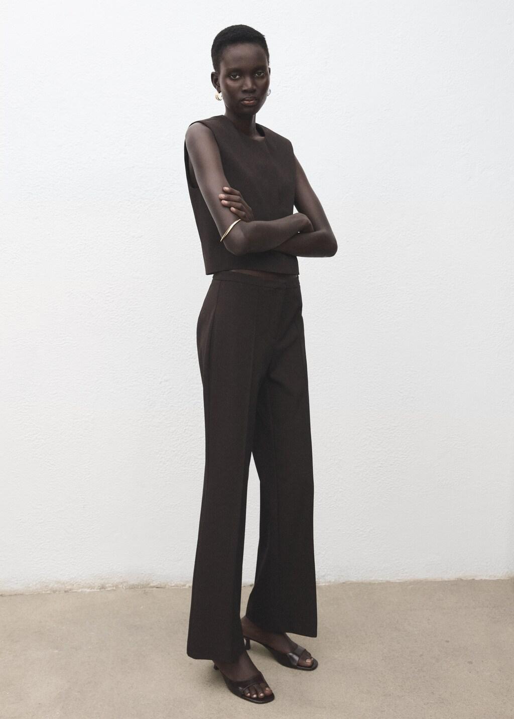 Grey Low-Rise Flared Trousers, Grey, large image number 0