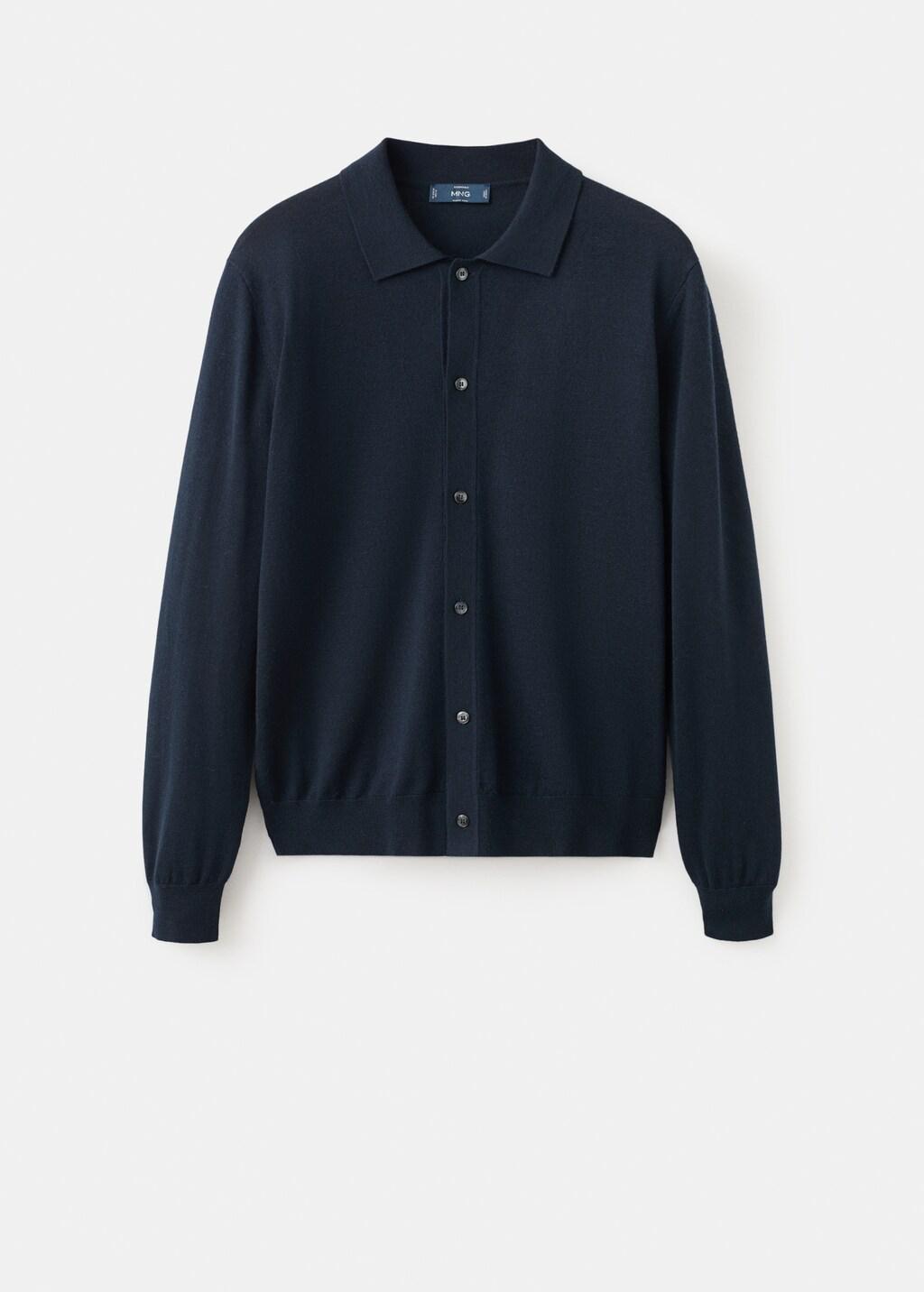 Navy Merino Wool Cardigan, Navy, large image number 7