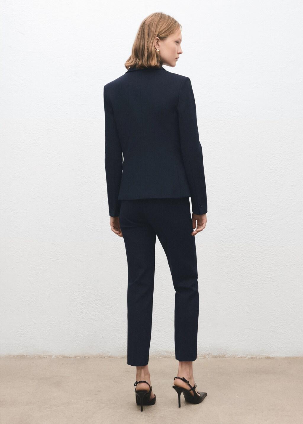 Navy Fitted Suit Blazer, Navy, medium